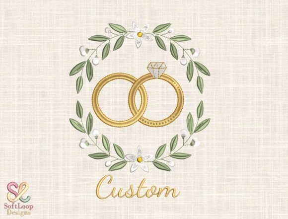 Celebrate Love with Custom Wedding Rings Embroidery Design